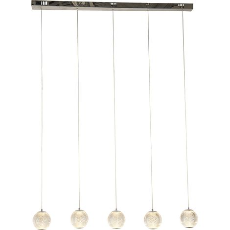 Searchlight Allure Lampada a sospensione a 5 barre luminose cromata, acrilico trasparente (1/5)