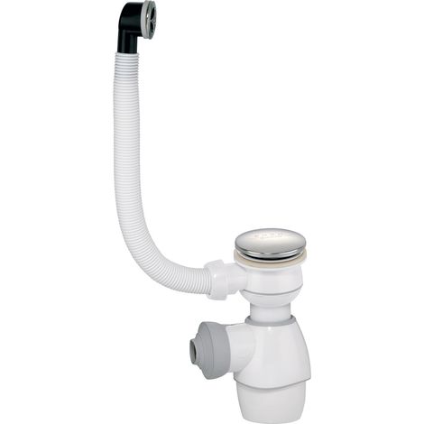 Wirquin Pro – Siphon tout en un blanc – Bonde Quick clac chromée – Réglable 45-115 mm – Garde d'eau 52 mm – Système push-fit sans colle (1/6)
