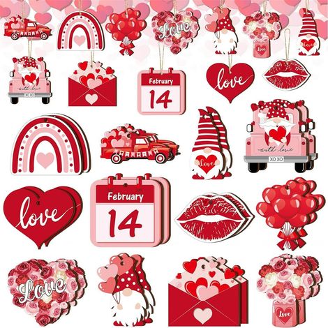 Ornement En Bois - Forme De Cœur - Pour Décoration De Sapin De Noël Ou Arbre D'amour - Idéal Pour Saint-Valentin, Mariage, Fiançailles - 24 Pièces (1/4)