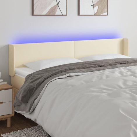 LED Kopfteil Creme 163x16x78/88 cm Kunstleder (1/5)