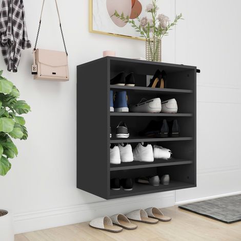 Mueble zapatero de madera contrachapada negro 60x35x70 cm vidaXL