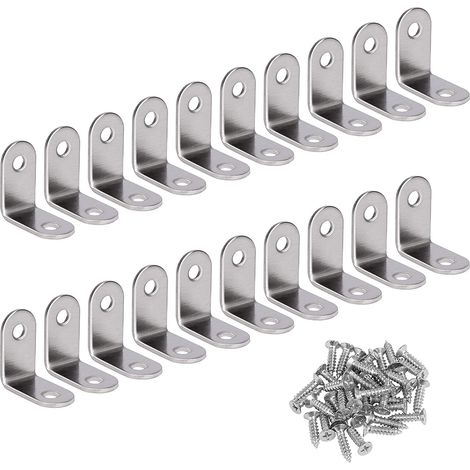 MINKUROW Rechtwinklige Halterung Edelstahl 90-Grad-Eckhalterung L-förmige Winkelhalterung Befestigungshalterung mit 20 silbernen Schrauben 30 x 30 x 16 mm (1/5)
