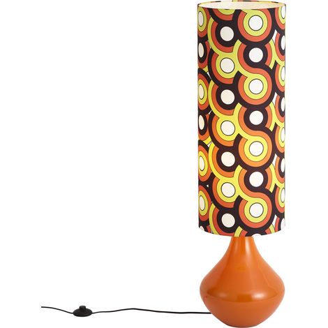 QAZQA Lámpara de pie retro naranja con pantalla de tela (1/5)