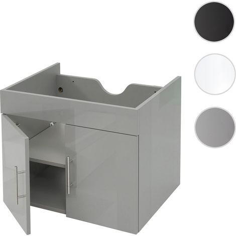 Meuble sous-lavabo HWC-D16, meuble sous-lavabo meuble de salle de bain, brillant 60cm gris (1/5)