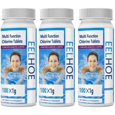 Brausetabletten mit Chlor für Schwimmbäder, geeignet zur Reinigung der Wasserqualität und zur Algenbekämpfung in Schwimmbädern und Kinderbecken (300 Tabletten) (1/5)