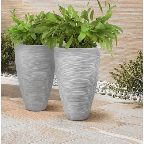 Kst.-Blumentopf Tropea, hellgrau, Ø 40 cm, H 60 cm