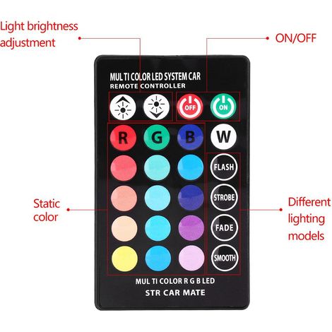 Lot de 4 ampoules LED multicolores T10 SMD 5050 RGB pour voiture avec télécommande (1/5)