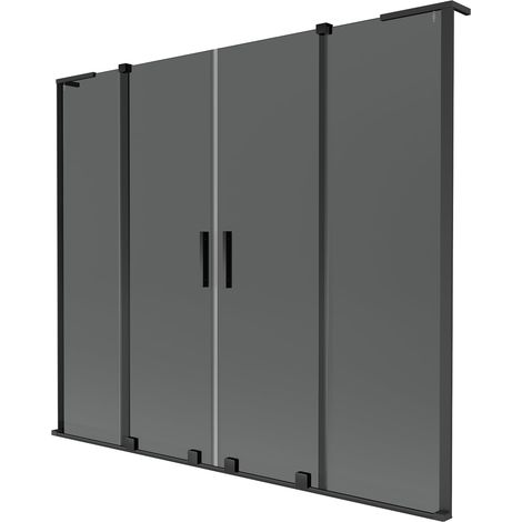 Mexen Velar L Duo mampara de baño de 2 hojas deslizantes 180 x 150 cm, grafito, negro - 896-180-003-42-70 (1/2)