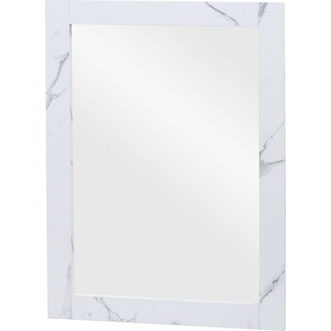 Miroir mural de salle de bain 72 x 52 cm MDF aspect marbre blanc 040007885