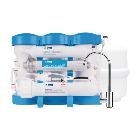 BWT – Osmoseur sous évier P'ure Aquacalcium – Capacité 280L/jour – Volume de stockage 11L – Débit 2 à 3L/min – Pression 3/6 bars