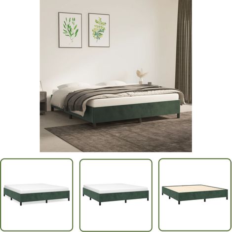 The Living Store Bettgestell ohne Matratze Dunkelgrün 180x200 cm Samt - Samtbettwäsche - Doppelbett - Boxspringbett - Lattenrost - Bettrahmen (1/5)