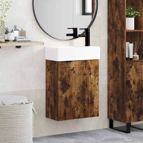 Módulo de baño con grifería Roble Ahumado 45,5 x 22,5 x 84 cm