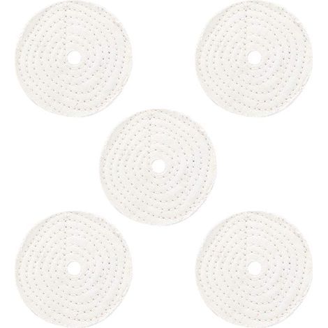 Roue de Polissage, 5Pcs 4 Pouces Roue de Polissage de Polissage Blanc Coton Traité Spirale Cousue de Polissage Roue de Polissage pour Miroir de Polissage de Bijoux en Métal Outil Abrasif (1/5)