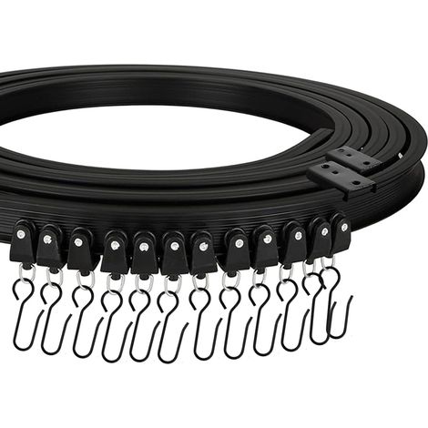 Rail De Plafond Flexible Pour Rideaux, 3 Mètres, Avec Roulettes Silencieuses, Rail Incurvé, Pour Fenêtres, Rideaux De Douche, Hôpitaux, Noir