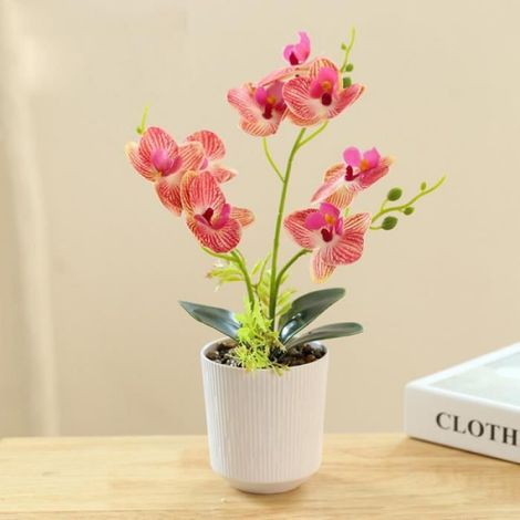 Fleurs Artificielles - Orchidées Phalaenopsis en Soie - Arrangement de Table avec Pot - Hauteur 32 cm - 1 Pièce