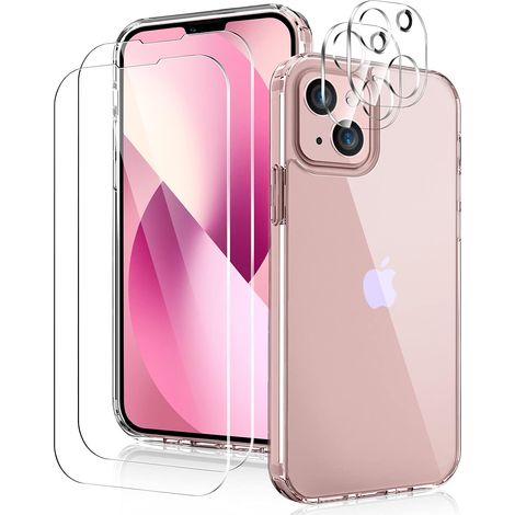 CUSTODIA IN SILICONE PER APPLE IPHONE 13 + 2 VETRO TEMPERATO E 2 VETRO PER FOTOCAMERA (1/5)