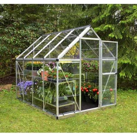 Serre de jardin en polycarbonate Harmony  4,50 m², Couleur Argent, Ancrage au sol Oui (1/5)