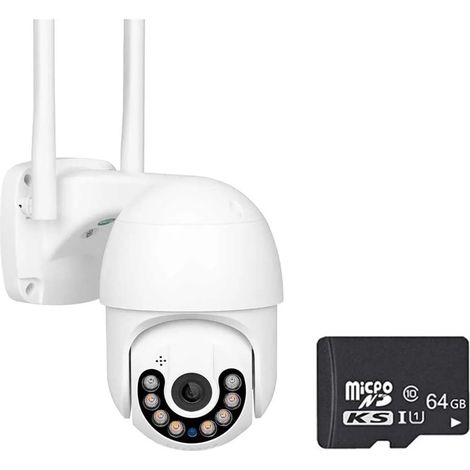 Caméra de sécurité à domicile Caméra IP intelligente PTZ 4K 8MP, Zoom numérique 5X, Vision nocturne couleur extérieure, suivi automatique AI, caméra vidéo de Surveillance de sécurité(8MP Add 64G Card) (1/5)