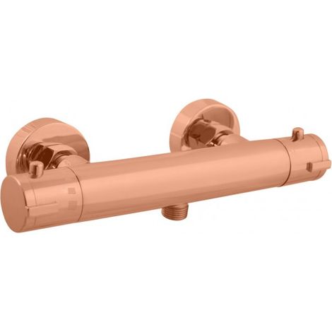 Mitigeur douche mural thermostatique laiton rose gold brossé sortie douchette bas (1/2)