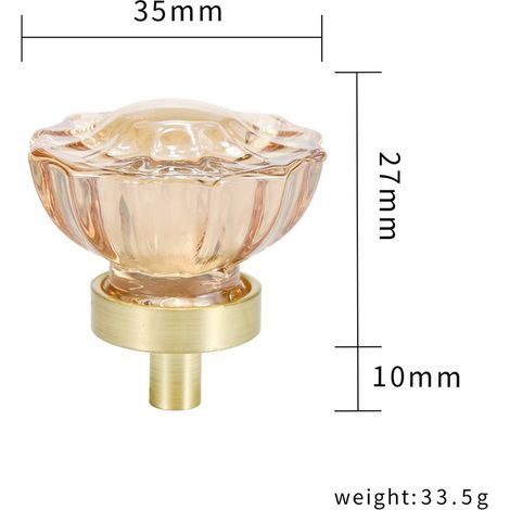 Schrankgriffe 2 Stück, Kristall-Schubladengriffe, Glasgriffe für Frisiertische, Küchen, Badezimmer (Blumen-Champagner) (1/5)