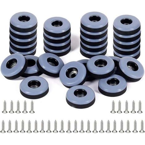 Pack of 30 Round 19mm Teflon Screw-in Furniture Glides for Chairs, Tables, and Cabinets (1/5)
