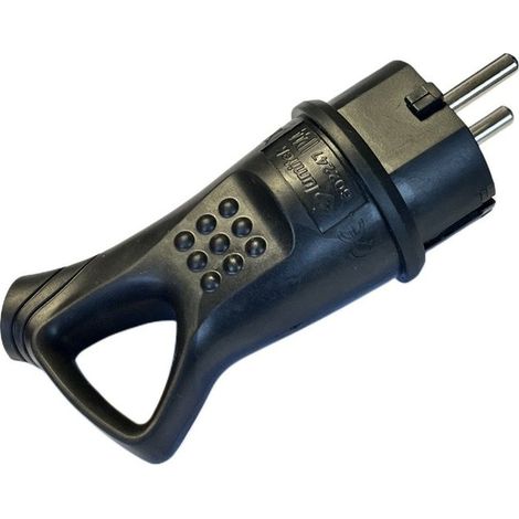 Spina Schuko Volante Gomma Con Contatto Messa A Terra 16A/250v IP44 Con Maniglia Nera