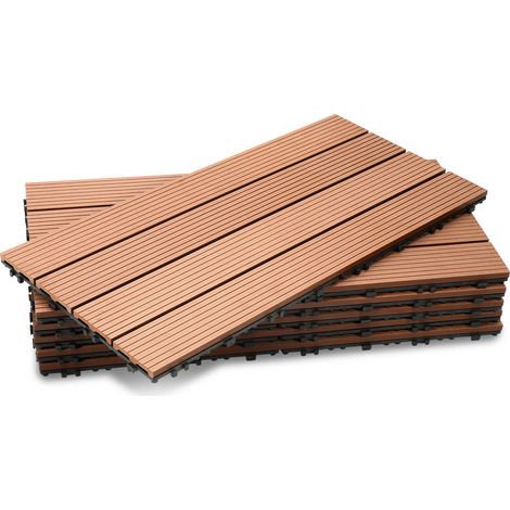 SWANEW Piastrella per terrazza Piastrelle per giardino ad incastro Rivestimento Piastrelle ad incastro in legno composito WPC 60x30 marrone 48pz