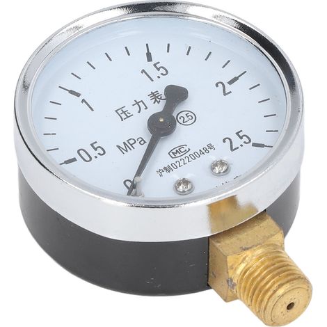 Manometer 1/4 NPT, transparentes Zifferblatt, Genauigkeitsstufe 2,5, Edelstahlgehäuse, für Luftdrücke von 0 bis 2,5 MPa (1/5)