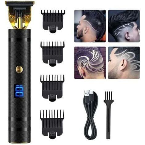 Tondeuse Cheveux Hommes, Tondeuse Barbe Electriques Professionnelle, Sans Fil Tondeuse à Cheveux de Précision 0mm Rasoir Barbe Tondeuse Kit avec Affichage LED pour Usage Domestique et Salon(Noir) (1/4)