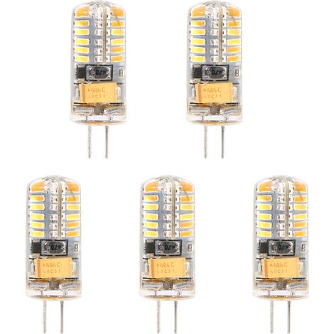 Lot de 5 ampoules LED G4 à intensité variable AC12V, ampoules cristal, blanc chaud, 3W, remplaçant les 48 LED d'origine. (1/5)