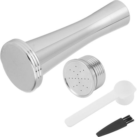 Recharges capsules café inoxydable réutilisables, écologiques, avec cuillère brosse marteau, dosettes acier. (1/5)