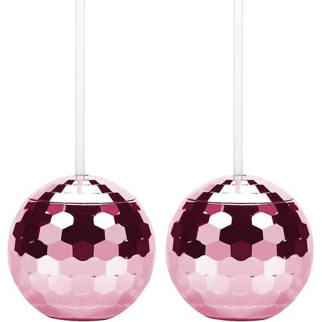 Disco Flash Ball Cocktail Cup Glass Drinking Tea Bottle Rose Gold A-- (1/5)