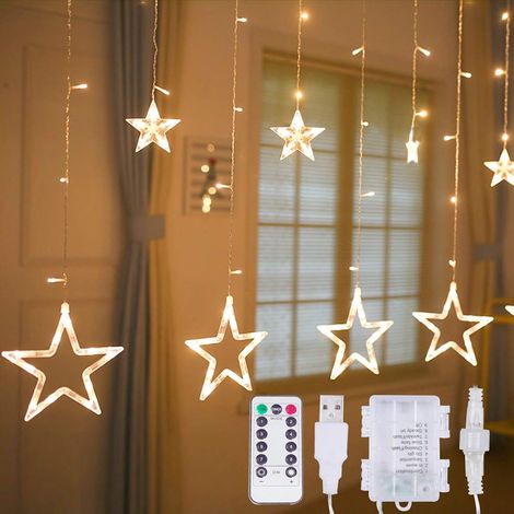 Guirlande Lumineuse Étoilée - 138 LED Chaudes - Télécommande - 8 Modes d'Éclairage - Pour Chambre, Mariage, Noël, Fêtes - 12 Filaments (1/5)