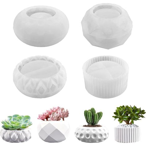 Silikonform – 4er-Set – Für Beton und Kunstharz – Herstellung von Blumentöpfen und Kerzenhaltern – DIY für Zuhause und Büro (1/5)