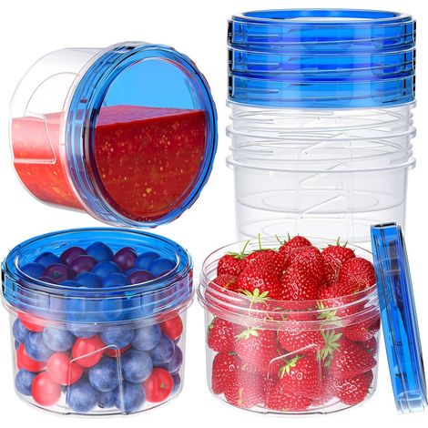 Lot de 6 boîtes de conservation pour congélateur (473 ml) - Petites boîtes en plastique avec couvercle à visser - Boîtes de conservation rondes - Boîtes à soupe réutilisables - Compatibles micro-ondes (1/5)