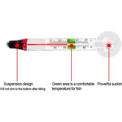 Thermomètre pour Aquarium Submersible en Verre avec Ventouse - Mesure de Température de l'eau (1/5)