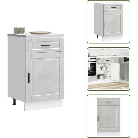 Armoire de cuisine Porto gris béton bois d'ingénierie - Armoire De Cuisine - Armoires De Cuisine - Meuble D'évier - Meuble D'évier De Cuisine (1/5)