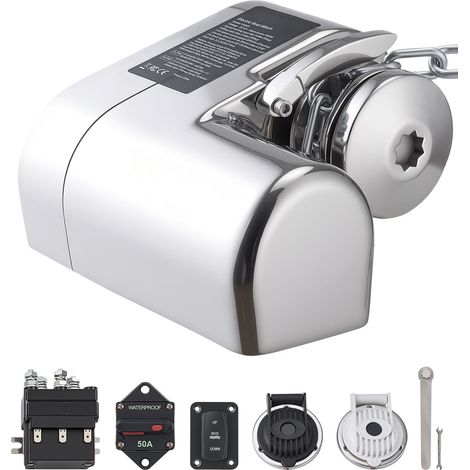 Treuil de mouillage horizontal 12V CC 600W, système de guindeau pour chaîne 6,35 mm ou cordage nylon 14,3 et 15,9 mm, traction max 260 kg, acier inox 316, bateaux 7-9 m (1/5)