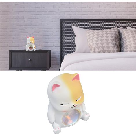 Veilleuse décorative créative et mignonne sur le thème du coucher de soleil, lampe de chevet étoilée originale, cadeau d'anniversaire pour chambre d'enfant, chat Fuji blanc. (1/5)