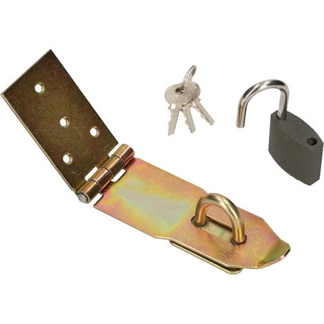 KOTARBAU Raquette avec cadenas - 3 tailles différentes - Jaune - Galvanisé - Charnières de trop-plein - 120 mm (1/5)