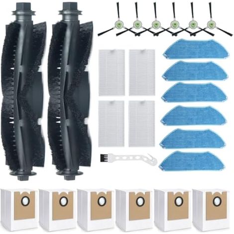 Kit de 25 pièces de rechange pour aspirateurs Lefant M2 Pro et M2S Pro : comprend 2 brosses principales, 4 filtres HEPA, 6 lingettes de nettoyage, 6 sacs à poussière, 6 brosses latérales et un outil d (1/5)