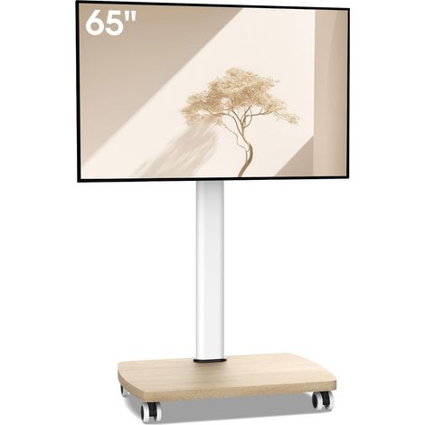 Support TV roulettes pour TV de 32-65 Pouces - Support TV sur Pied Plus Haut 1240 MM-1420 MM Pivotant 60° Inclinaison 12° jusqu'à 40 KG VESA 400x400mm (1/5)