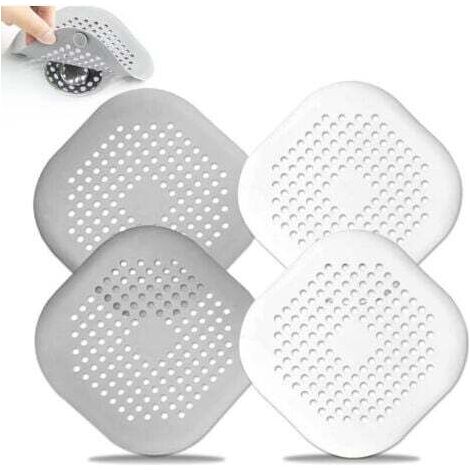 Lot de 4 Protections de Drainage en Silicone avec Ventouse Filtre Evier de Cuisine Bouchon pour Baignoire Salle de Bain 2 Gris+2 Blanc (1/5)