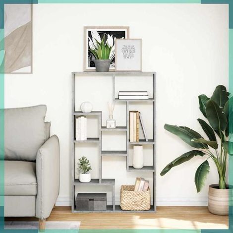 858159 Bibliothèque gris béton 72x20x120,5 cm bois d'ingénierie (1/5)