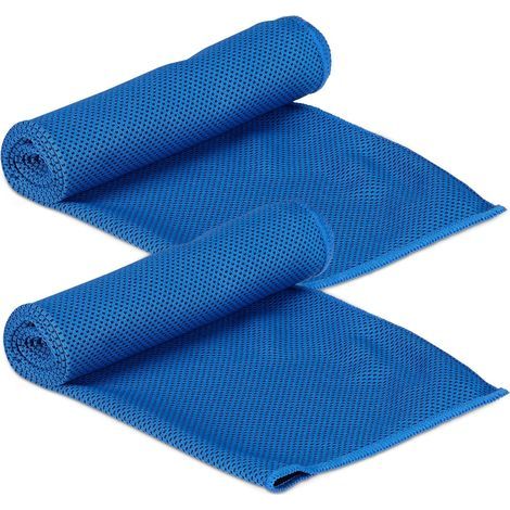 Kühlendes Handtuch, 2er-Set, Mikrofaser, für Nacken und Sport, 90 x 30 cm, Blau (1/5)