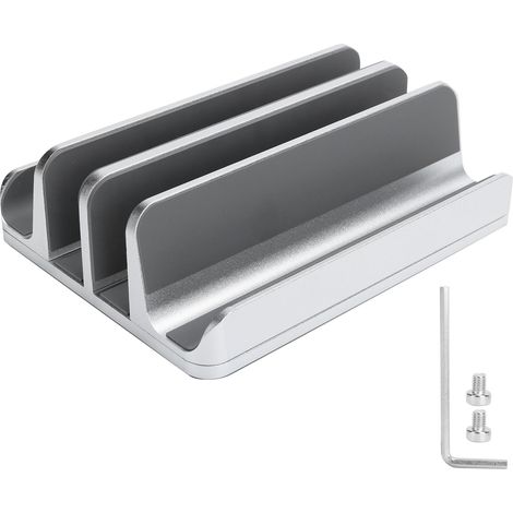 Support vertical pour ordinateur portable en alliage d'aluminium, support ajustable à double fente pour rangement d'ordinateur portable (1/5)