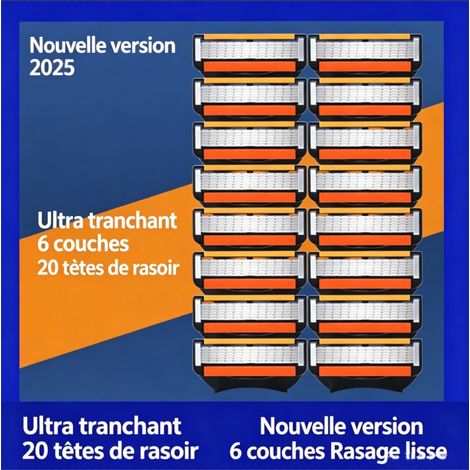 rasoir electriques hommes-Rasoir à 6 lames — Rasoir manuel pour hommes à 6 lames en acier inoxydable