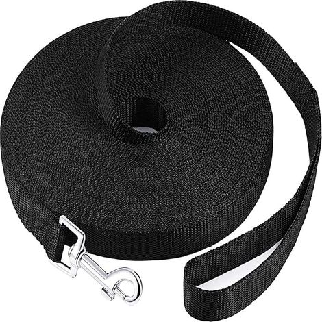 Correa de adiestramiento canino, correa larga para perros pequeños y grandes (negra, 20 m x 2 cm)
