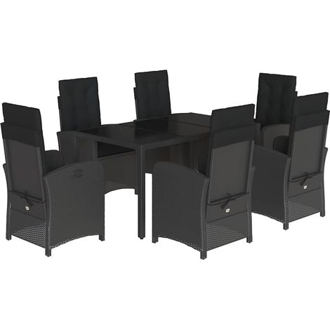 Maison Exclusive - 7-tlg. Garten-Essgruppe mit Kissen Schwarz Pol (1/5)