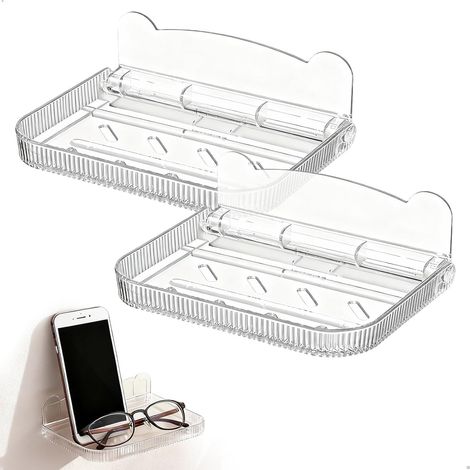 Petite Etagère Murale, 2Pcs Etagere Mural sans Percage, Etagère Flottante Murale, Etagere Murale Cuisine, Tablette Mural Rabattable pour Cuisine Salle de Bain Salon Bureau (1/5)